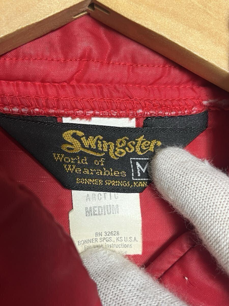 80s USA製 ビンテージ SWINGSTER ワッペン レーシング ジャケット ナイロン 赤 レッド スウィングスター/ BELL ベル シンプソン _画像9