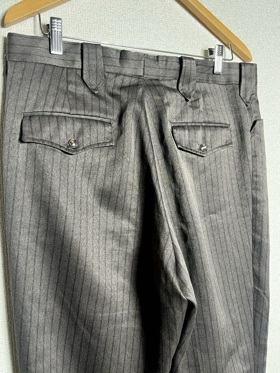 70s 80s USA製 ビンテージ 光沢 ストライプ ワイド スラックス MESQUITE ウエスタン パンツ /ラメ エイチバーシー ロックマウント_画像3