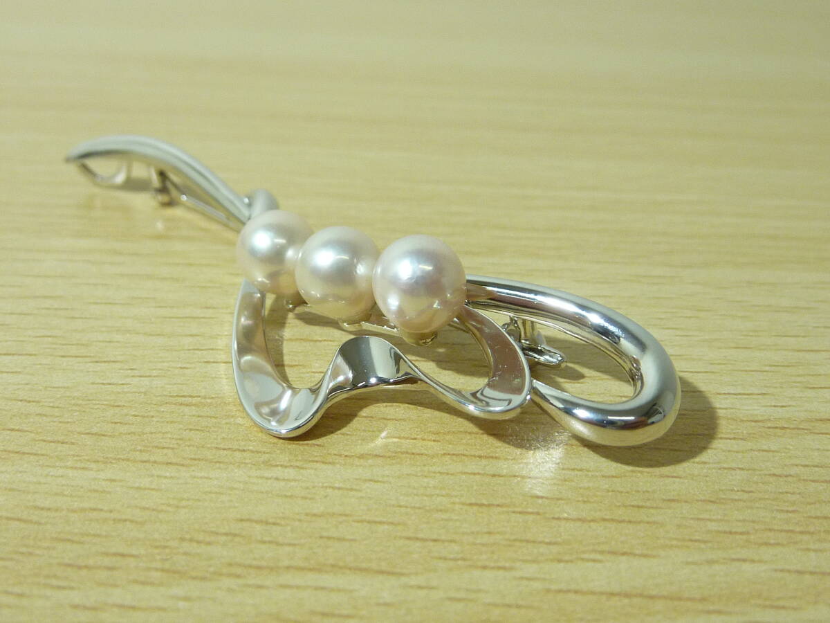 美品 SILVER シルバー 刻印 真珠 3連パール ブローチ レディース アクセサリー SILVER刻印 激安 爆安 １円スタート_画像3