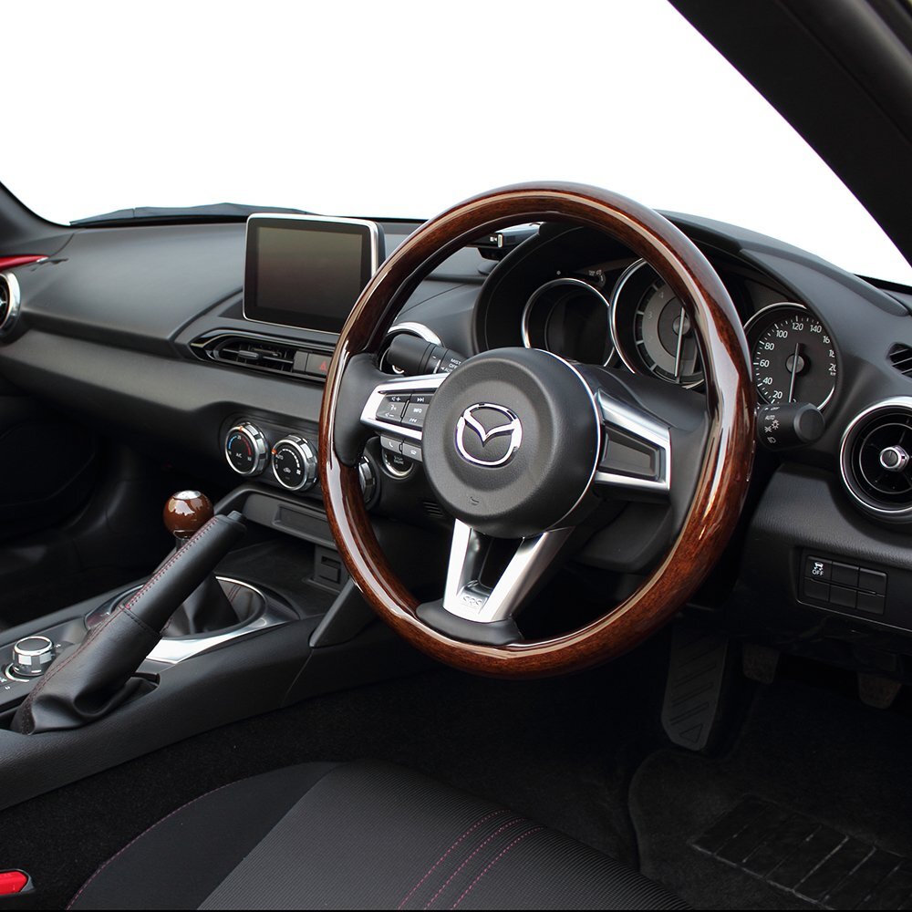 REAL レアル ステアリング オールウッド 16ダークブラウンウッド (ブラックユーロステッチ) ロードスターRF NDERC 2016年12月～_画像4