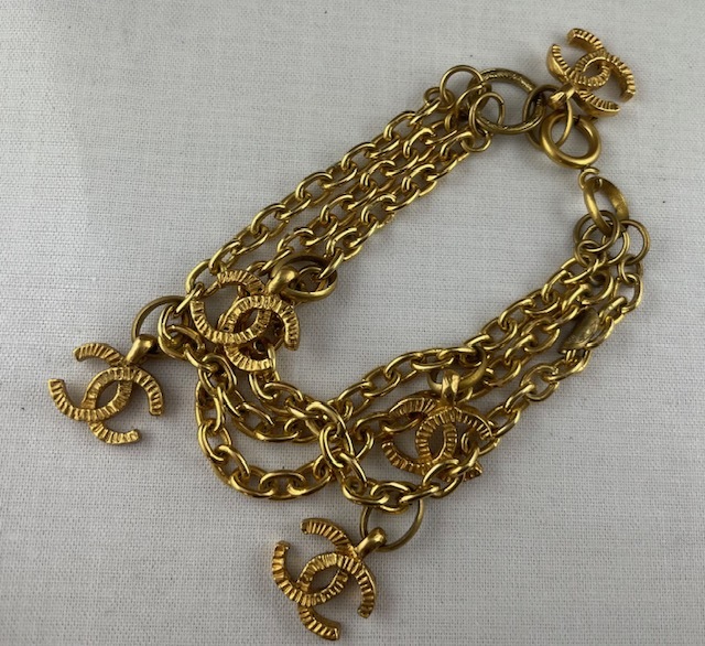 ★中古★CHANEL シャネル チェーン 3連 ブレスレット ゴールド ココマーク 現状品_画像1