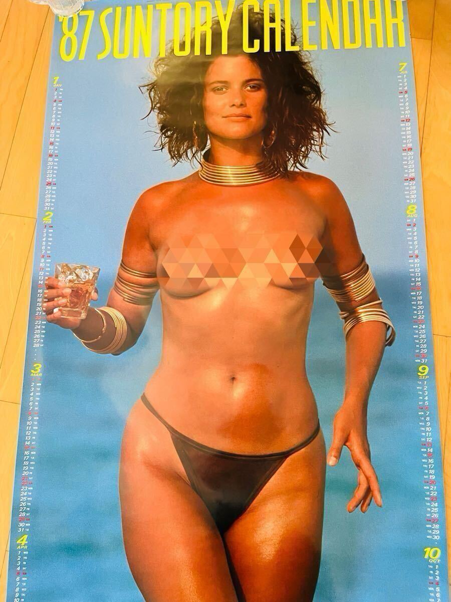 ⑦ サントリー　1987年　超BIGサイズカレンダー　超BIGサイズポスター　外国人女性モデル　当時物　昭和レトロ　非売品　お宝_画像1