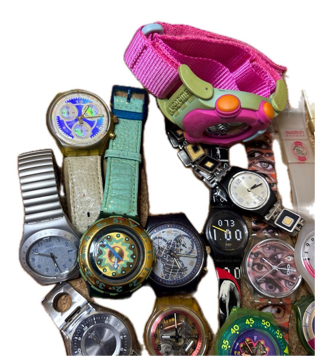 298●可動・時計ジャンク● １８本まとめ売り　swatch クォーツ フェイス 必ず説明文お読みください_画像2