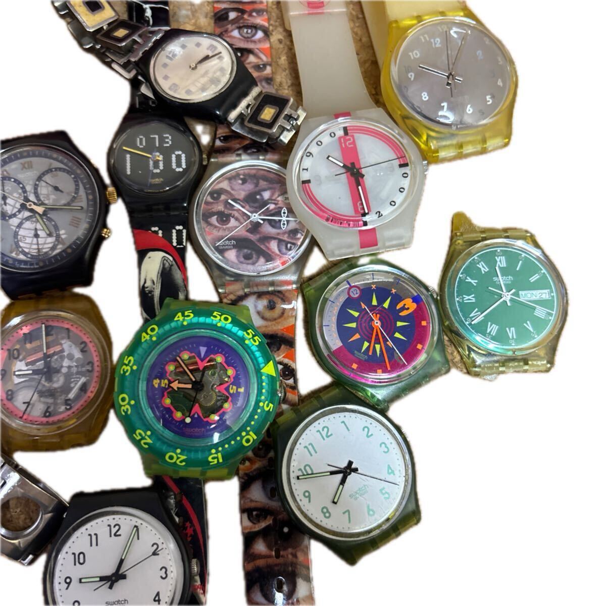 298●可動・時計ジャンク● １８本まとめ売り　swatch クォーツ フェイス 必ず説明文お読みください_画像7