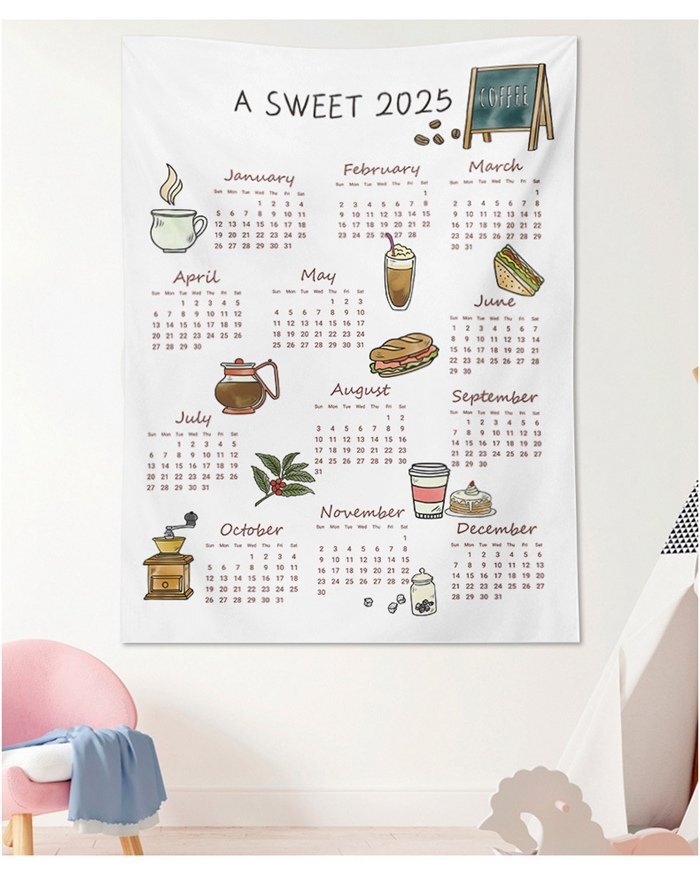  гобелен календарь 2025 год календарь орнамент . мир 7 год . главный . год . новый год праздник . большой размер INS ткань постер 