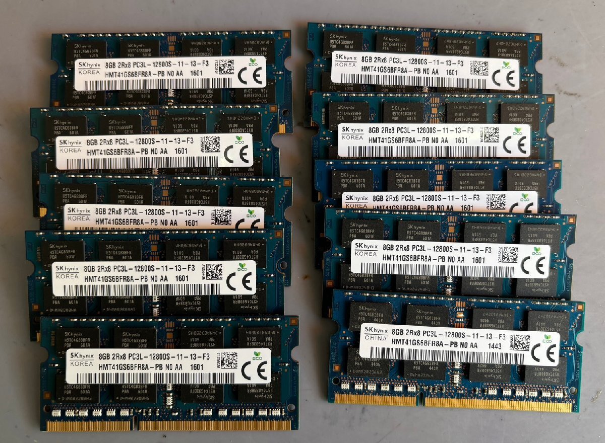 ■送料無料■ SKhynix　10枚まとめ DDR3 8GB PC3L-1600/12800 10枚×8GB　（80GB）ノートパソコン メモリ 　BIOS通電確認のみ_画像1