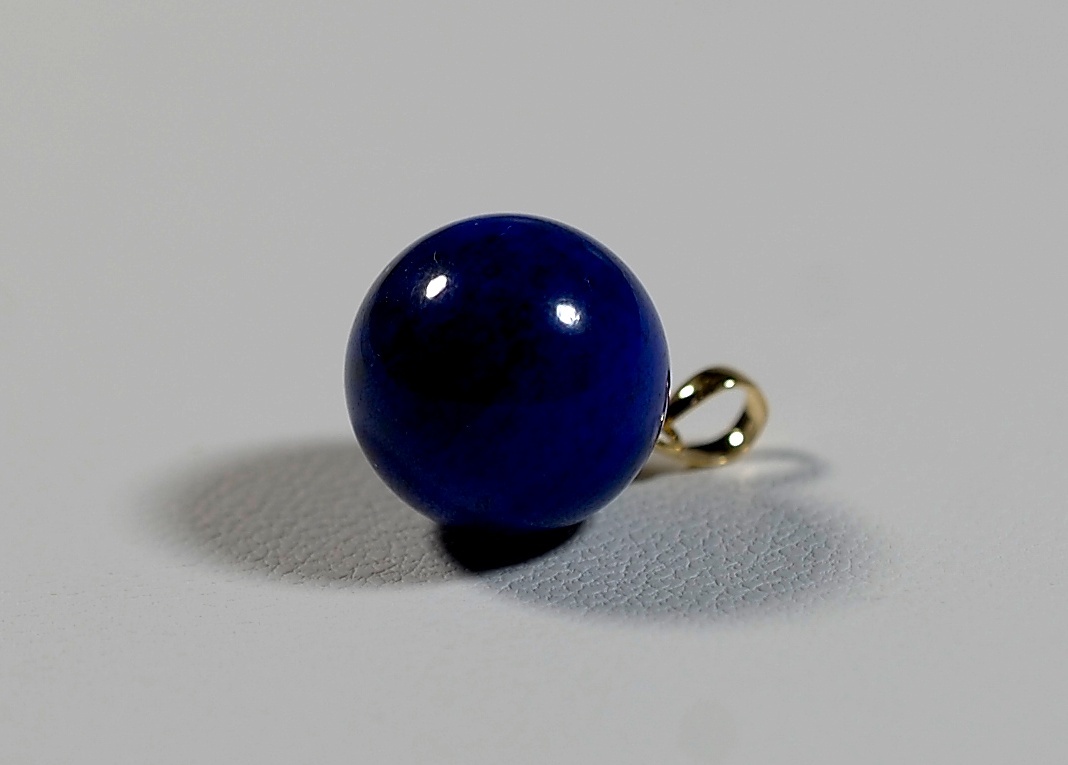 ￥100～K18大玉綺麗な濃紺艶照り良い!天然ラピスラズリ12.3㍉玉13.92ct全長19.2㍉2.9㌘PT_画像3