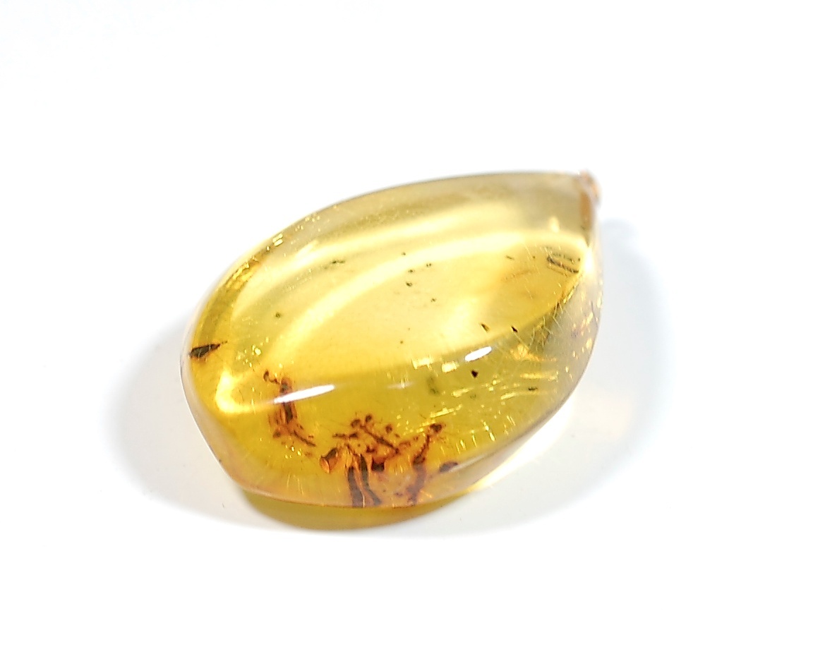 ￥100～ソ付K18リトアニア産特大希少虫入り色艶照り良い!天然本琥珀53.027ct45.0×30.8㍉全長51.2㍉10.7㌘PT_画像3