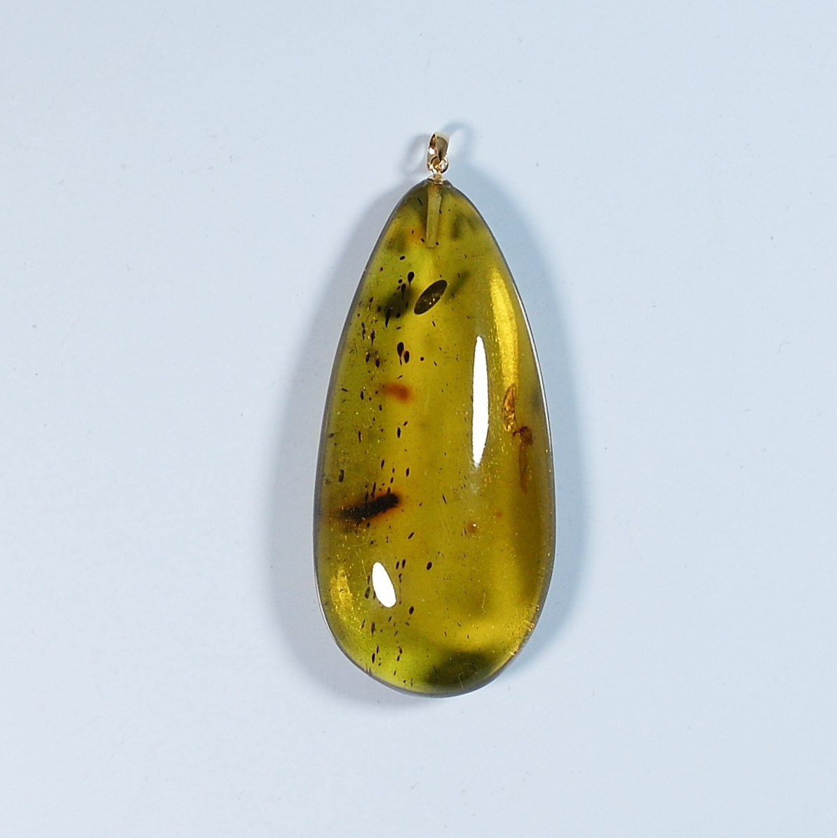 ￥100～K18大粒希少虫入り色艶照り良い!天然本琥珀42.49ct51.8×24.2㍉全長58.0㍉8.6㌘PT_画像2