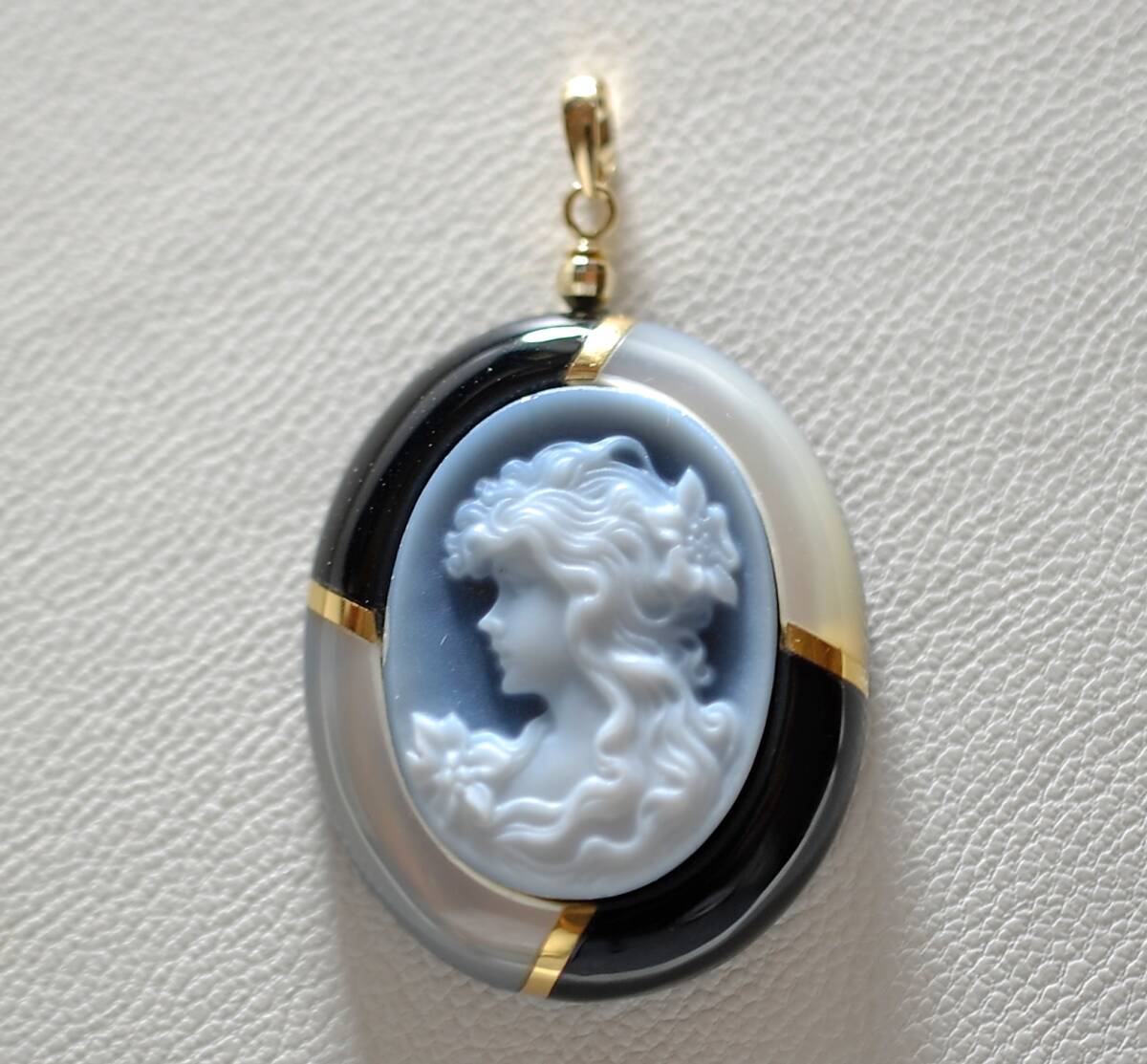 Y100~K18 рама * деликатный . резьба по дереву прекрасный!menou камея / оникс * ракушка 26.03ct 27.0×22.0. общая длина 36.4.3.5.PT