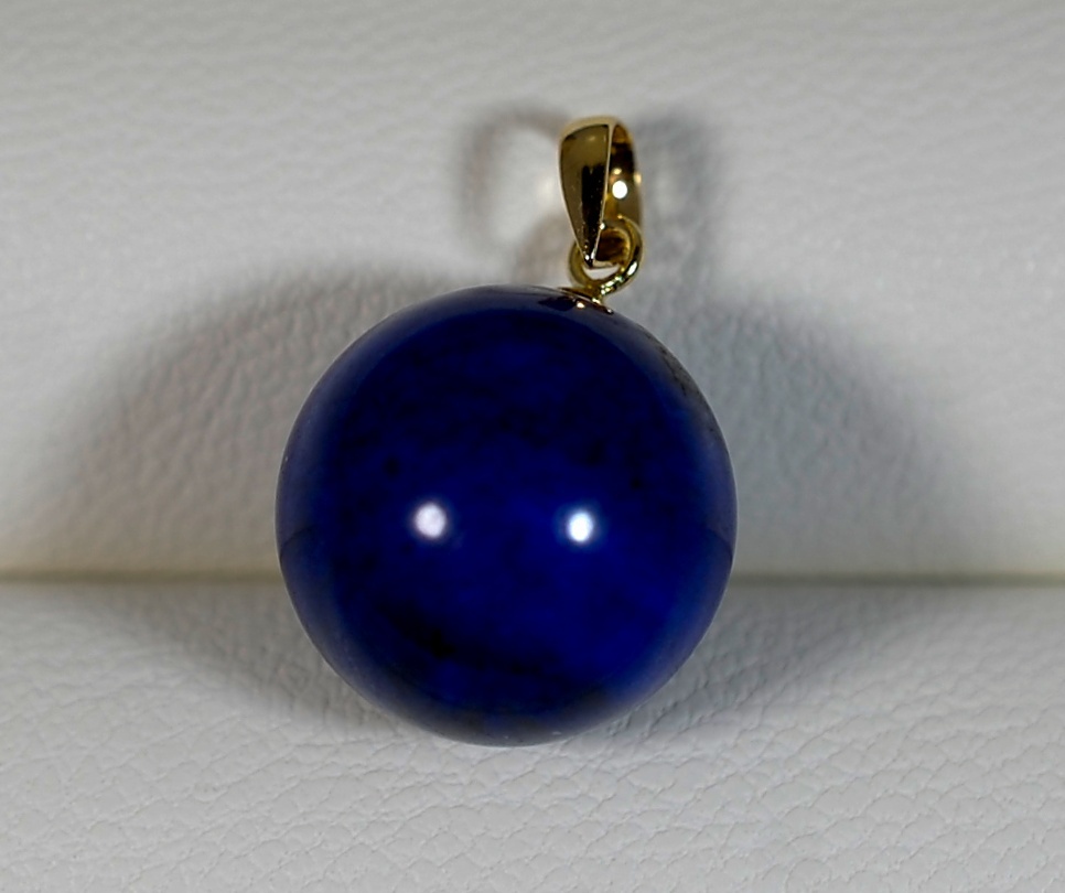 ￥100～K18大玉綺麗な濃紺艶照り良い!天然ラピスラズリ12.3㍉玉13.92ct全長19.2㍉2.9㌘PT_画像1