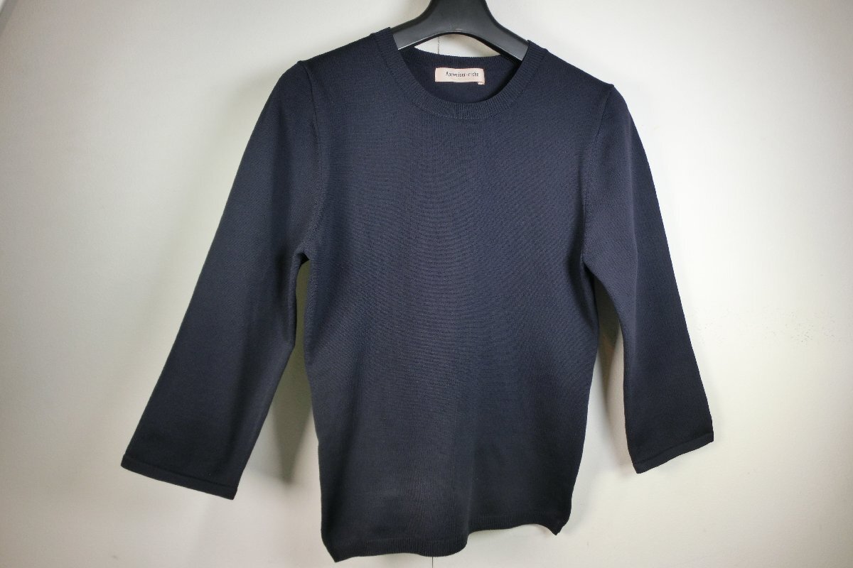 ♪美品★Apuweiser-riche/アプワイザー・リッシェ(2)★ネイビー・パールボタンショート丈カーディガン&七分袖インナー_画像8