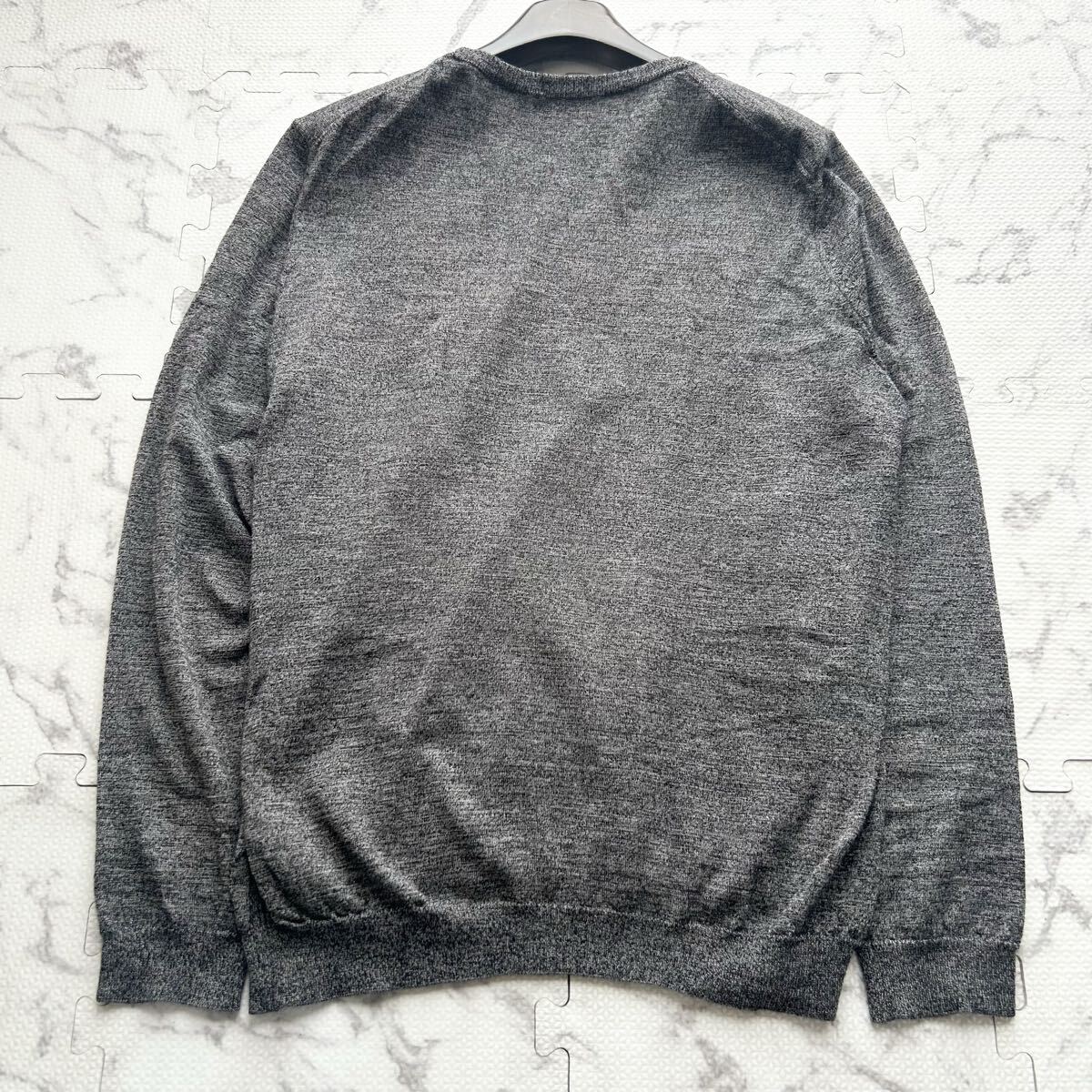 美品/XLサイズ◆HUGO BOSS ヒューゴボス ニット セーター トップス エクストラファイン メリノウール ウール100% グレー メンズ_画像3