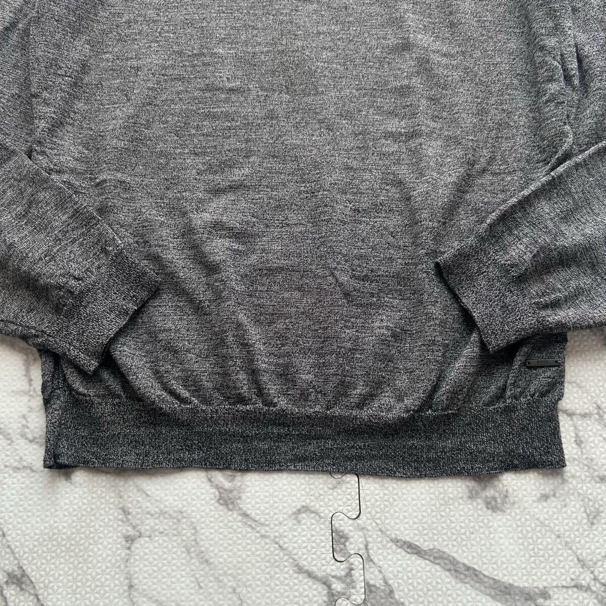 美品/XLサイズ◆HUGO BOSS ヒューゴボス ニット セーター トップス エクストラファイン メリノウール ウール100% グレー メンズ_画像5