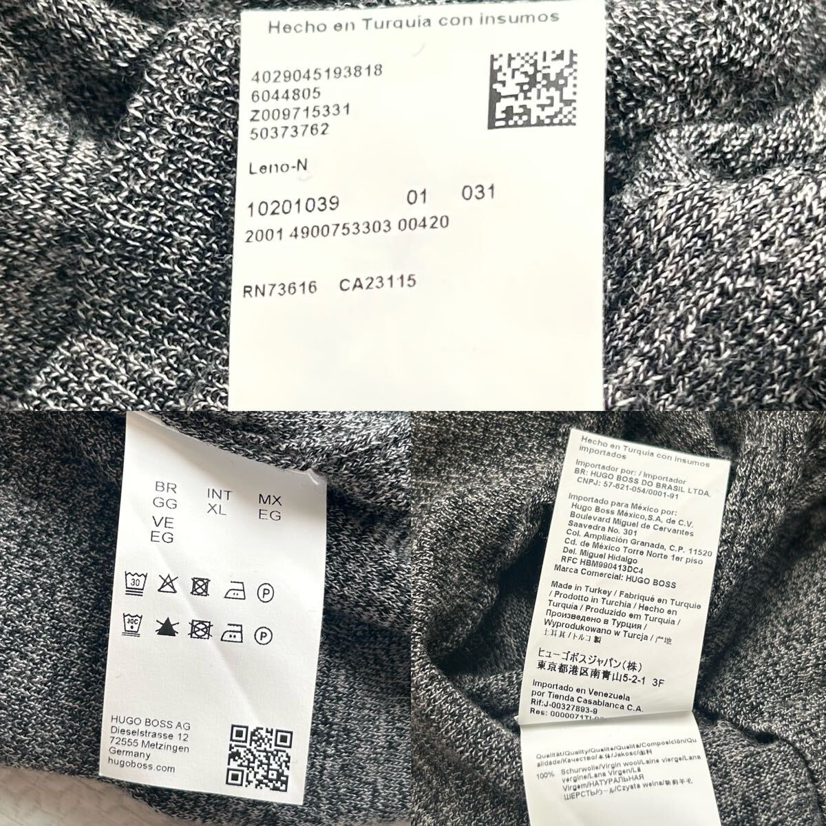 美品/XLサイズ◆HUGO BOSS ヒューゴボス ニット セーター トップス エクストラファイン メリノウール ウール100% グレー メンズ_画像10