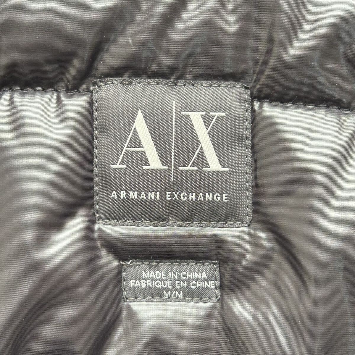 美品/L相当●ARMANI EXCHANGE アルマーニ エクスチェンジ 中綿ジャケット ナイロン ジップ アウター ロゴ 玉蟲色 カーキ メンズ_画像8