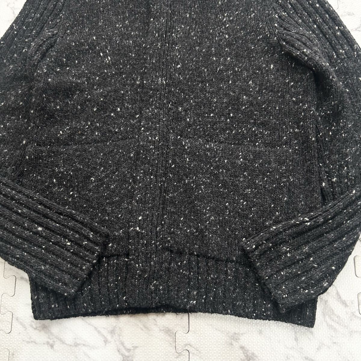 美品/L相当●ARMANI EXCHANGE アルマーニ エクスチェンジ ドライバーズニット 厚手 ジップ カーディガン ウール ダークグレー メンズ_画像6