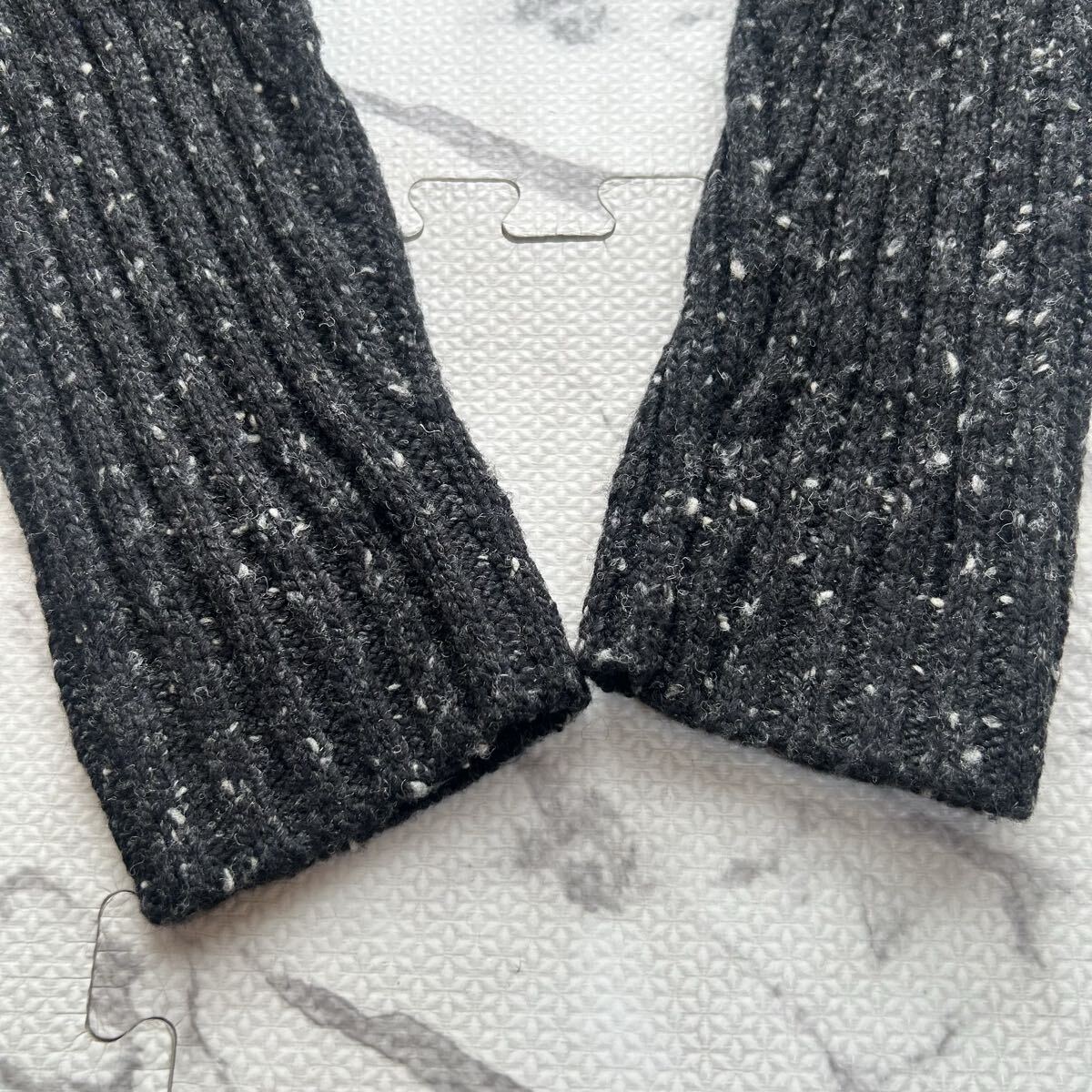 美品/L相当●ARMANI EXCHANGE アルマーニ エクスチェンジ ドライバーズニット 厚手 ジップ カーディガン ウール ダークグレー メンズ_画像7