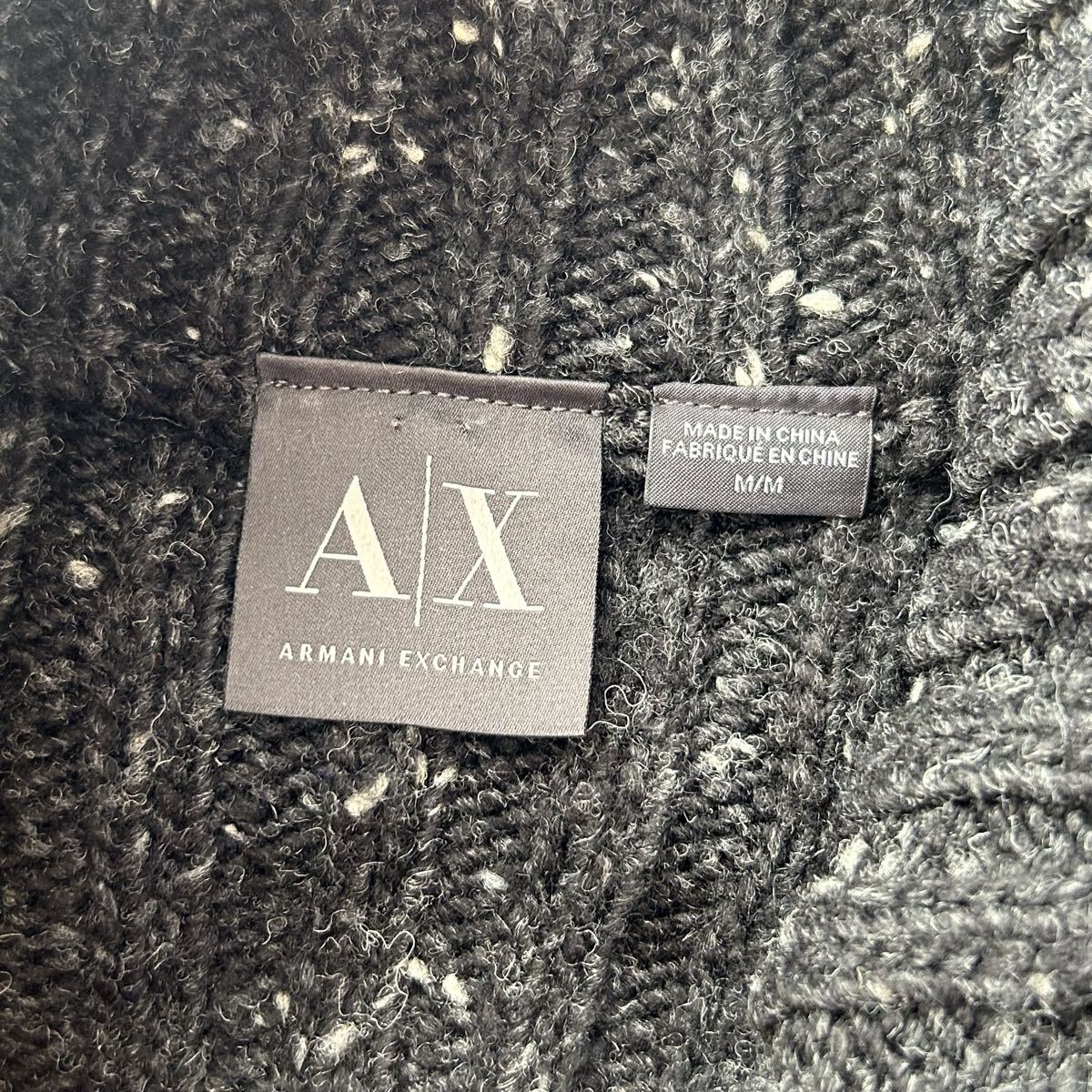 美品/L相当●ARMANI EXCHANGE アルマーニ エクスチェンジ ドライバーズニット 厚手 ジップ カーディガン ウール ダークグレー メンズ_画像9