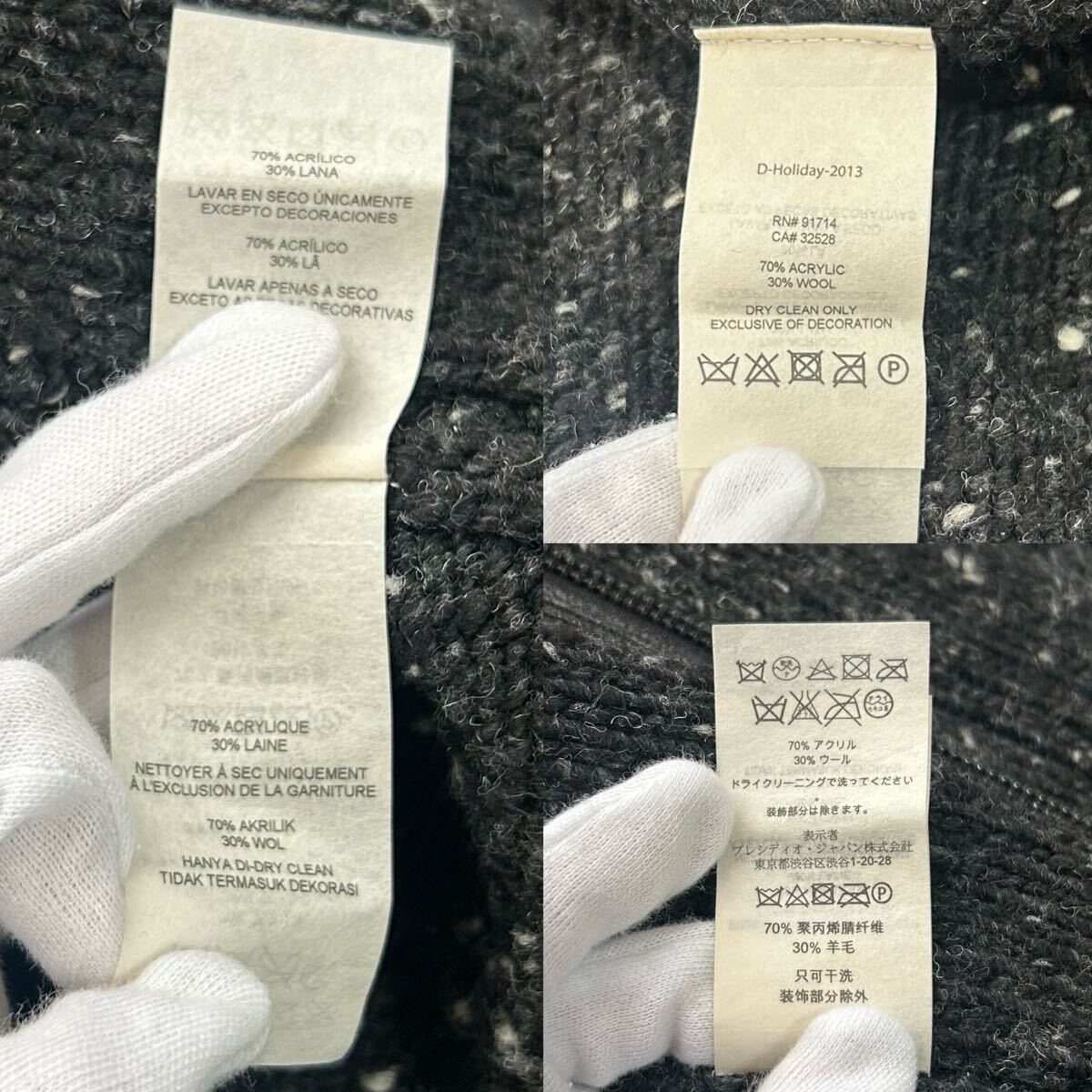 美品/L相当●ARMANI EXCHANGE アルマーニ エクスチェンジ ドライバーズニット 厚手 ジップ カーディガン ウール ダークグレー メンズ_画像10