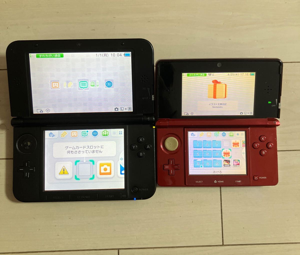 Nintendo 3DS LL SPR-001 3DS CTR-001 本体 2台 セット 初期化 純正 バッテリーパック 付き スリーディーエス エルエル ジャンク 部品取り_画像1