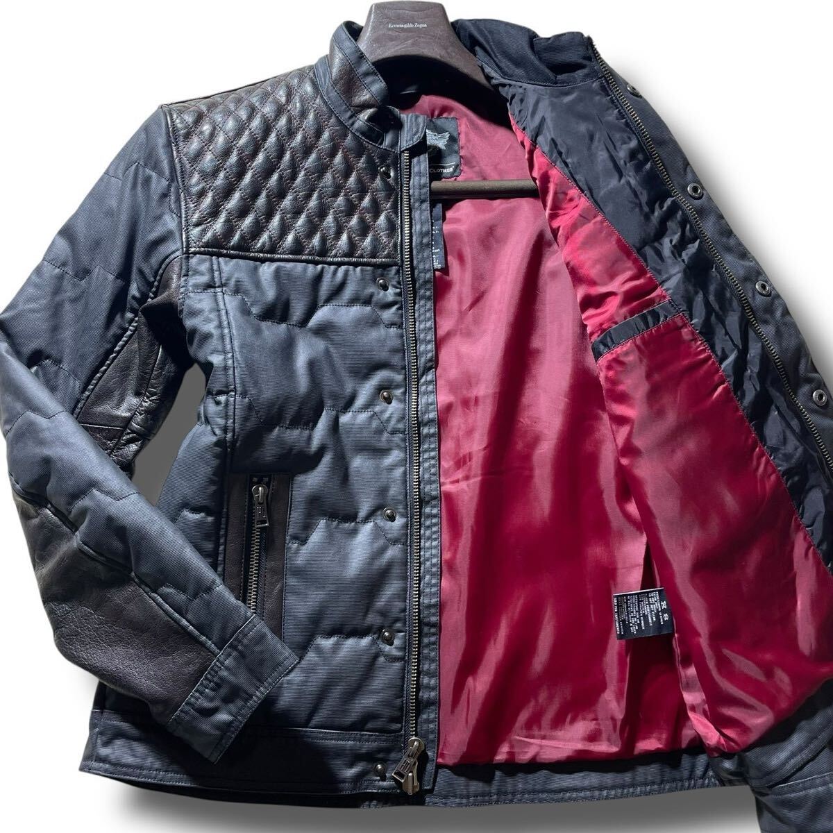 ど迫力!!!超弩級!!!【ハーレーダビッドソン Harley-Davidson】別格!!!本革 レザー◎バイク ライディングジャケット 中綿キルティング 黒_画像1