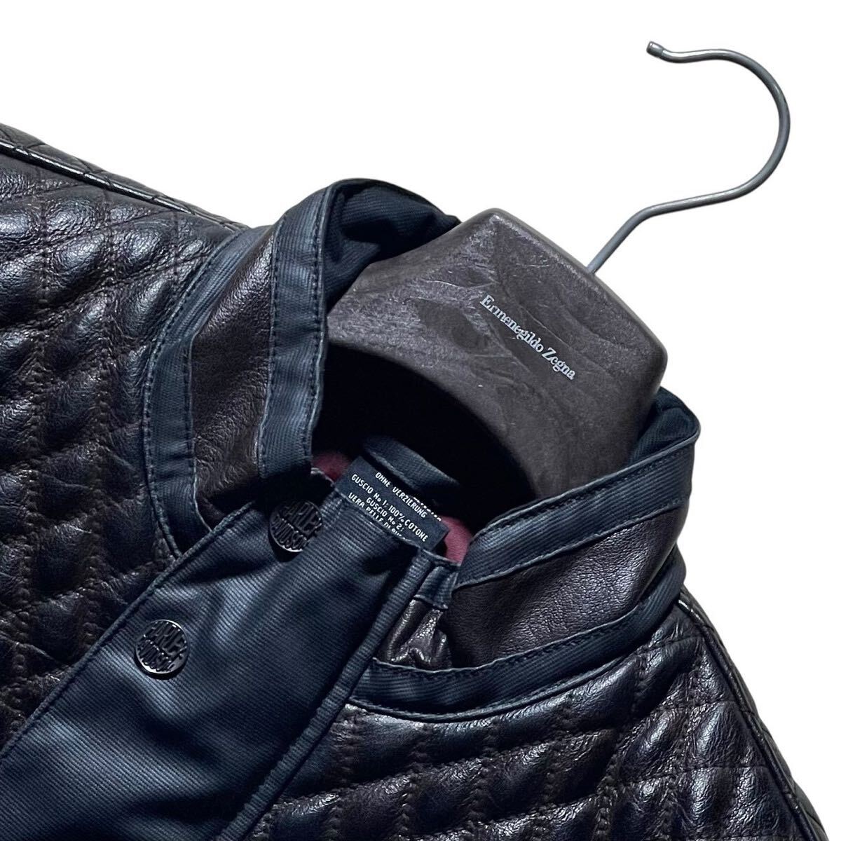 ど迫力!!!超弩級!!!【ハーレーダビッドソン Harley-Davidson】別格!!!本革 レザー◎バイク ライディングジャケット 中綿キルティング 黒_画像4