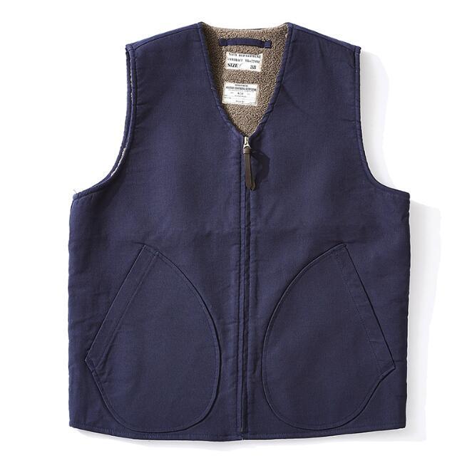  大人気 ワーク ボア裏地付きで防寒性も抜群 ヴィンテージ復刻デッキベストメンズ アメカジ ジレ Ｓ～ＸＸＬカーキ_画像4