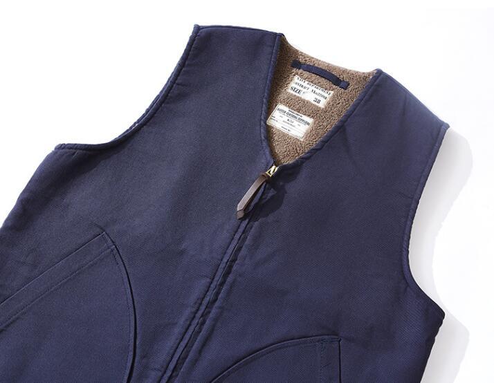  大人気 ワーク ボア裏地付きで防寒性も抜群 ヴィンテージ復刻デッキベストメンズ アメカジ ジレ Ｓ～ＸＸＬカーキ_画像6