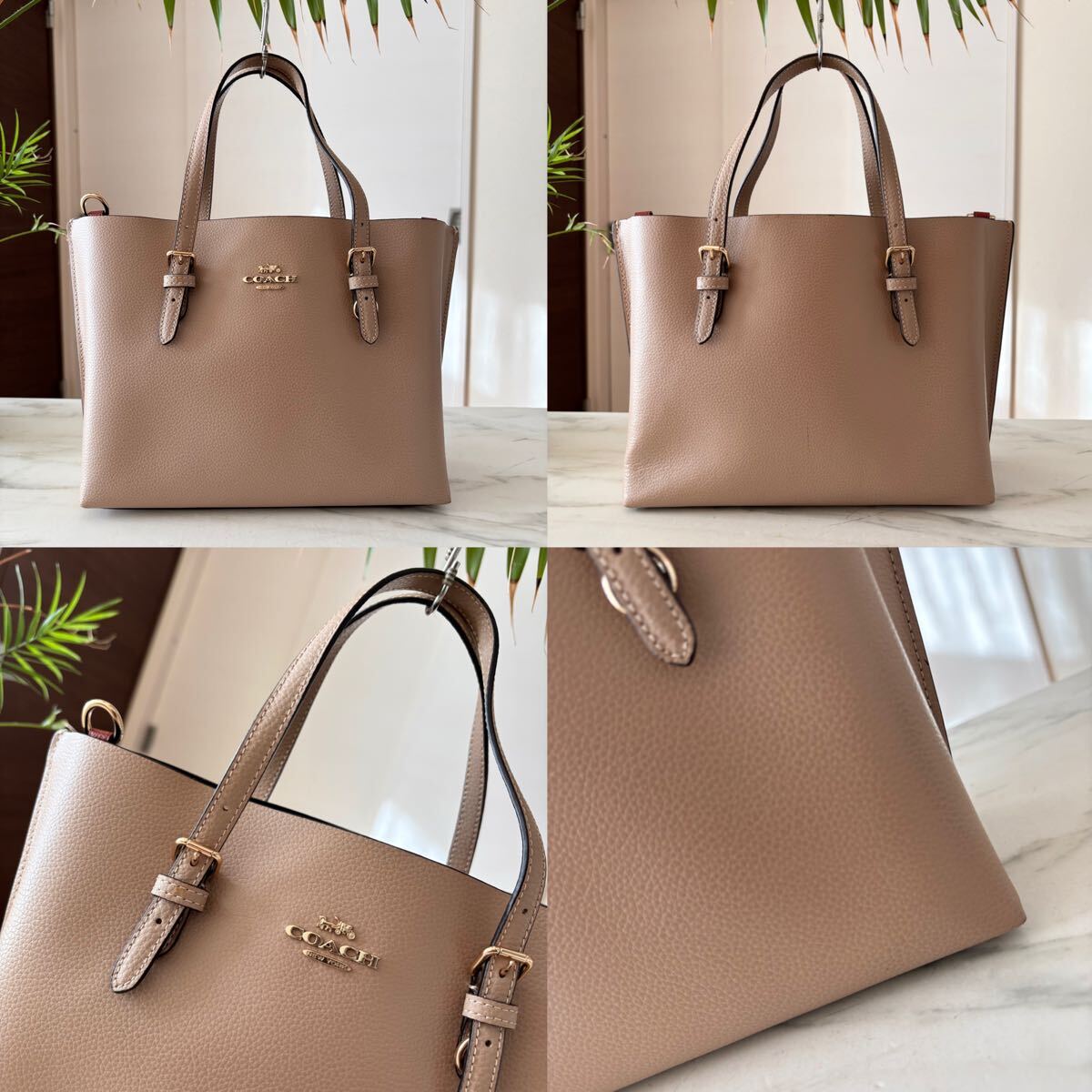 極美品 COACH コーチ モリー 2way レザーショルダーバッグ*レディース メンズ 牛革 本革 肩掛け 斜め掛け トープ ベージュピンク 美品_画像2