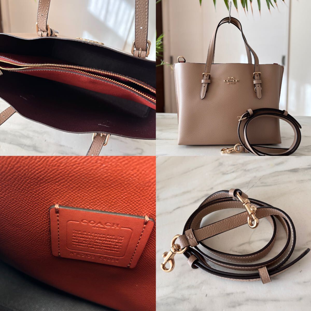 極美品 COACH コーチ モリー 2way レザーショルダーバッグ*レディース メンズ 牛革 本革 肩掛け 斜め掛け トープ ベージュピンク 美品_画像4