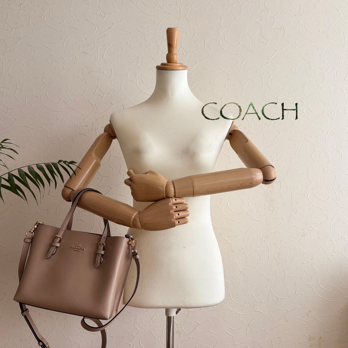 極美品 COACH コーチ モリー 2way レザーショルダーバッグ*レディース メンズ 牛革 本革 肩掛け 斜め掛け トープ ベージュピンク 美品_画像5