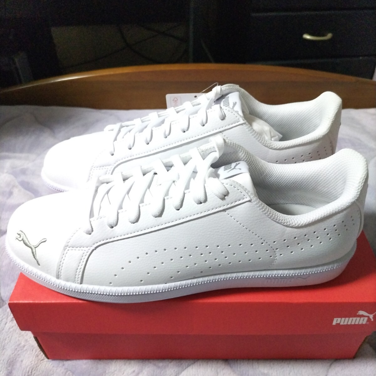 ■新品■26.5ｃｍ　プーマ スマッシュキャット パーフ FS SL スニーカー ホワイト/シルバー_画像2