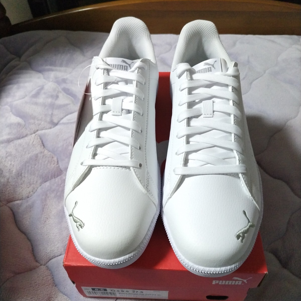 ■新品■26.5ｃｍ　プーマ スマッシュキャット パーフ FS SL スニーカー ホワイト/シルバー_画像3