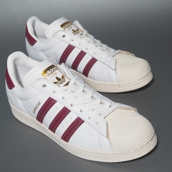  美品!! US 10 1/2 /28.5cm 限定 22年 adidas スーパースター 白ｘワインレッド 金ベロ SUPERSTAR 天然皮革 _画像1