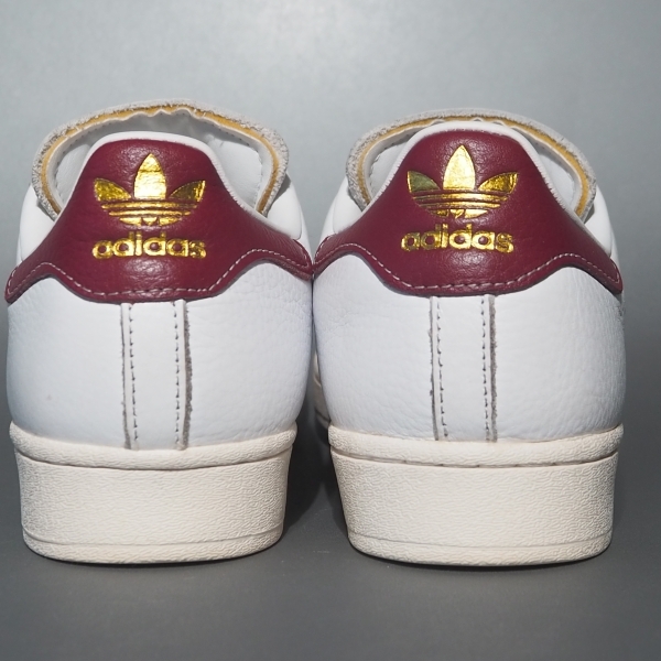  美品!! US 10 1/2 /28.5cm 限定 22年 adidas スーパースター 白ｘワインレッド 金ベロ SUPERSTAR 天然皮革 _画像5