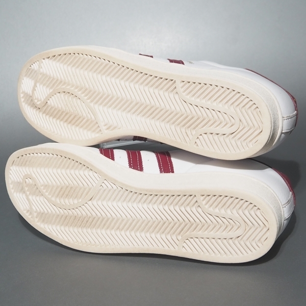  美品!! US 10 1/2 /28.5cm 限定 22年 adidas スーパースター 白ｘワインレッド 金ベロ SUPERSTAR 天然皮革 _画像7