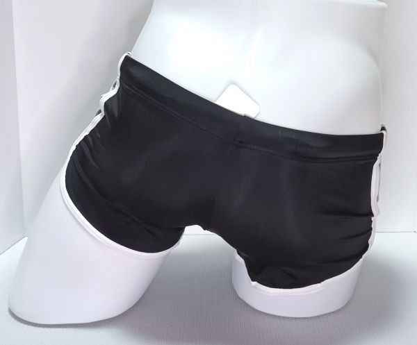 [新品] ボックス ポケット付 トランクス 水着 ローライズ ブラック 日本S～Mサイズ_画像2