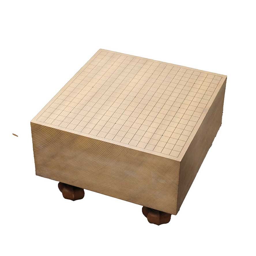 【慈光】3506　囲碁　碁盤 柾目 脚付き 厚み×約18cm　全体の高さ×約29.5cm_画像1