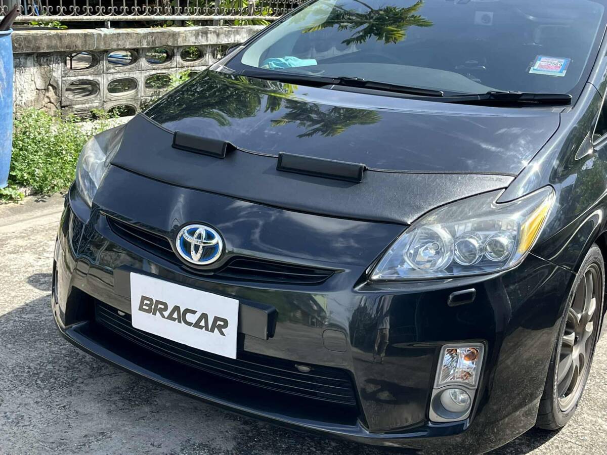 30 プリウス 30系 フェイクレザー 黒 ノーズブラ ボンネット フードカバー トリム フロント エアロ スポイラー usdm 北米 カスタム_画像1