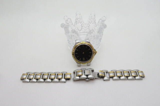 1円～【動品】GUCCI グッチ 9040M GG メンズ クオーツ 腕時計 ラウンドフェイス グレー文字盤 デイト コンビネーション ベルト切れ 10-11-3_画像2