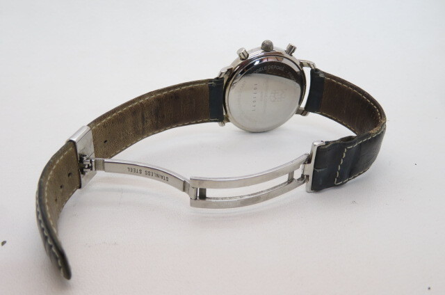 1円~【動品】FREDERIQUE CONSTANT フレデリック・コンスタント メンズ クロノグラフ 腕時計 純正レザーベルト ネイビー 10-11-3_画像7