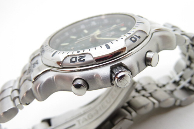 1円~TAG HEUER タグ・ホイヤー プロフェッショナル クロノグラフ CH1112 メンズ クオーツ 腕時計 グリーン文字盤 シルバー 10-11-8_画像4