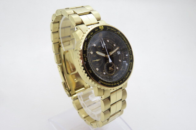1円～【未使用 動品】SEIKO セイコー フライトマスター パイロット 7T62-0EB0 クロノグラフ 腕時計 ブラック文字盤 ゴールド　10-11-9 _画像4