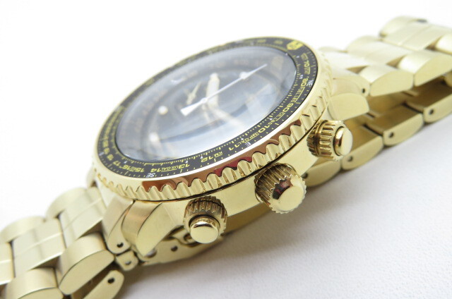1円～【未使用 動品】SEIKO セイコー フライトマスター パイロット 7T62-0EB0 クロノグラフ 腕時計 ブラック文字盤 ゴールド　10-11-9 _画像5