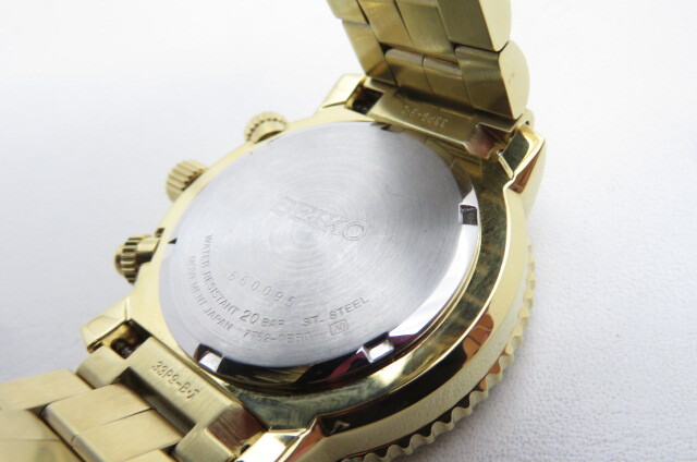 1円～【未使用 動品】SEIKO セイコー フライトマスター パイロット 7T62-0EB0 クロノグラフ 腕時計 ブラック文字盤 ゴールド　10-11-9 _画像7