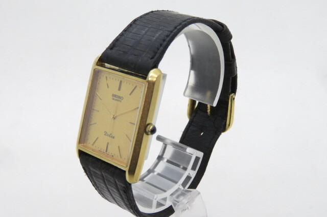 1円～【動品】SEIKO セイコー DOLCE ドルチェ 951-5090 メンズ クオーツ 腕時計 SGP 30 ゴールド ブラック リザードベルト　10-11-24_画像2