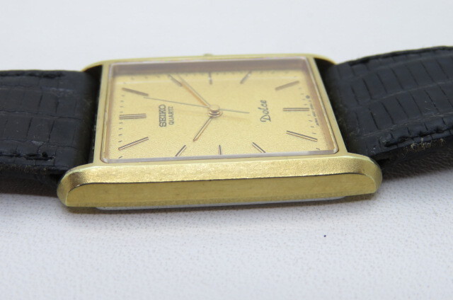 1円～【動品】SEIKO セイコー DOLCE ドルチェ 951-5090 メンズ クオーツ 腕時計 SGP 30 ゴールド ブラック リザードベルト　10-11-24_画像5