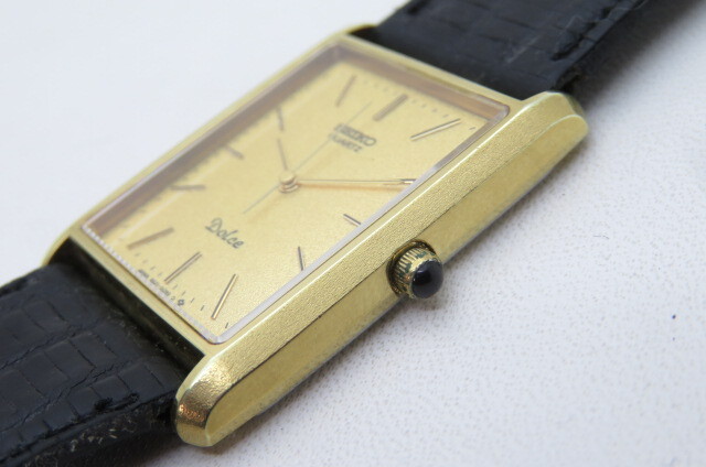 1円～【動品】SEIKO セイコー DOLCE ドルチェ 951-5090 メンズ クオーツ 腕時計 SGP 30 ゴールド ブラック リザードベルト　10-11-24_画像4