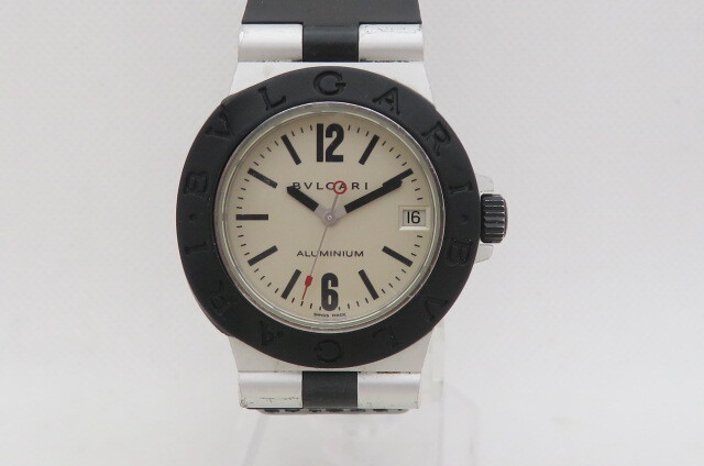 1円~【動作品】BVLGARI ブルガリ ALUMINUM アルミニウム AL 32 A クオーツ 腕時計 アイボリー文字盤 クォーツ メンズ腕時計 11-5-4_画像1